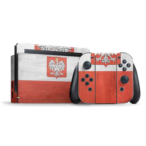 Poland Flag Distressed Nintendo Switch Bundle Skin